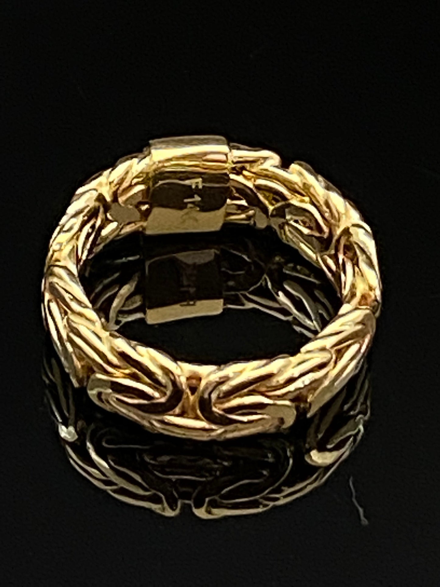 Yellow Gold Byzantine Link Design Band Ring size