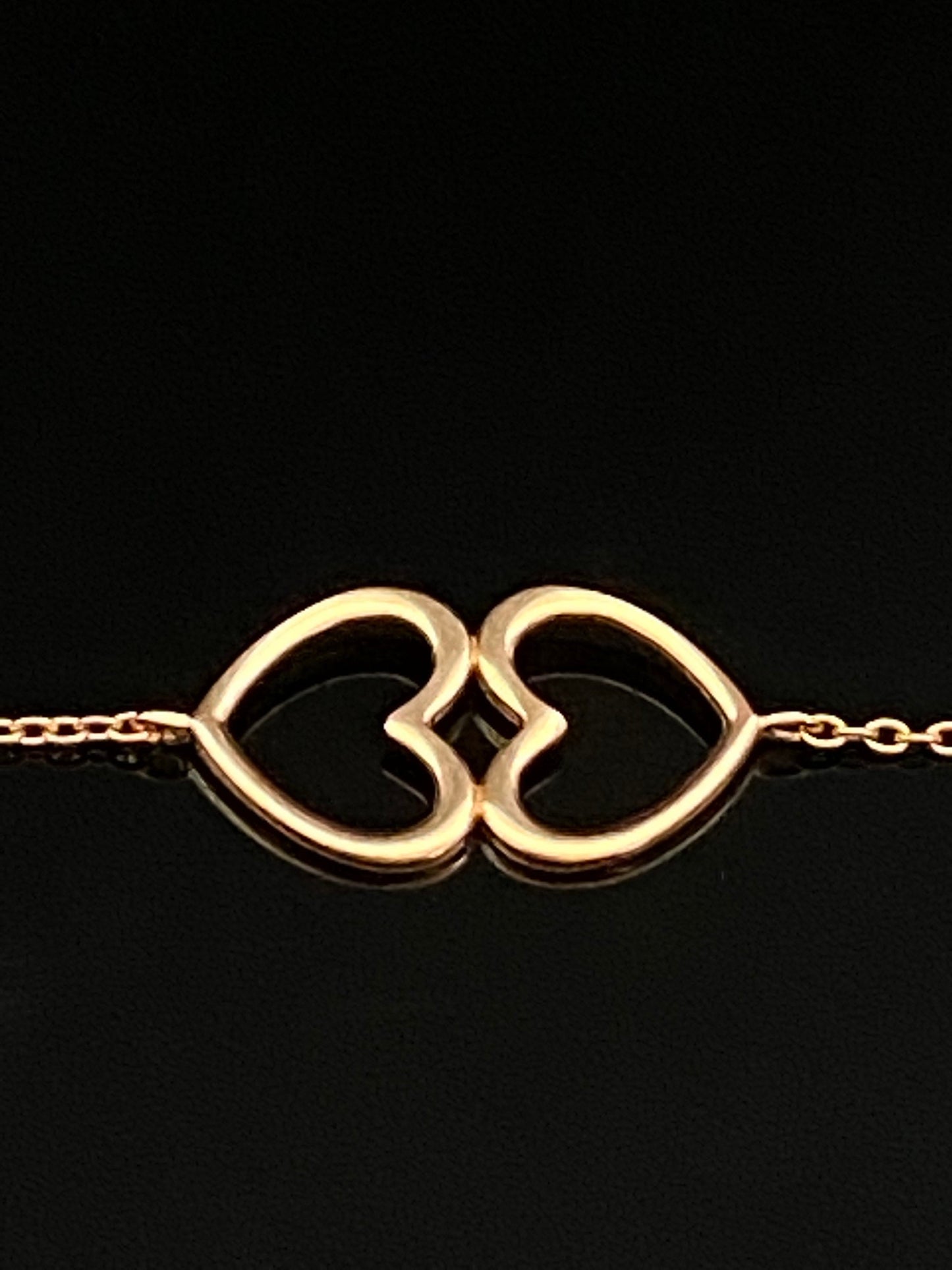 Rose Gold Double Heart Love Chain Bracelet