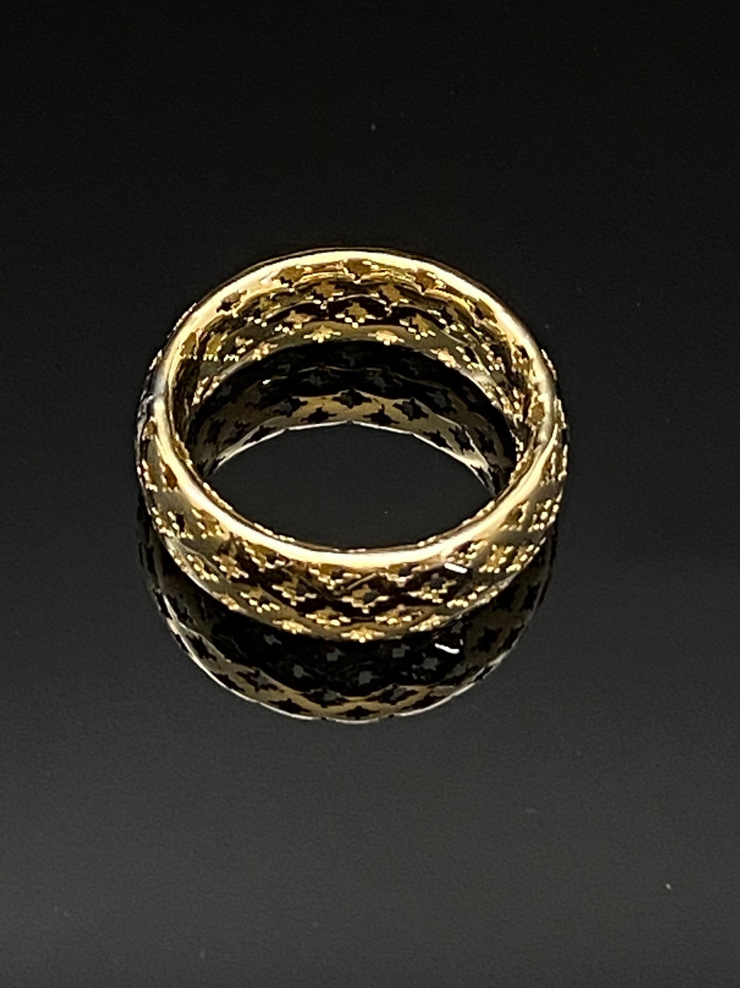 Yellow Gold Wide Lattice Band Ring