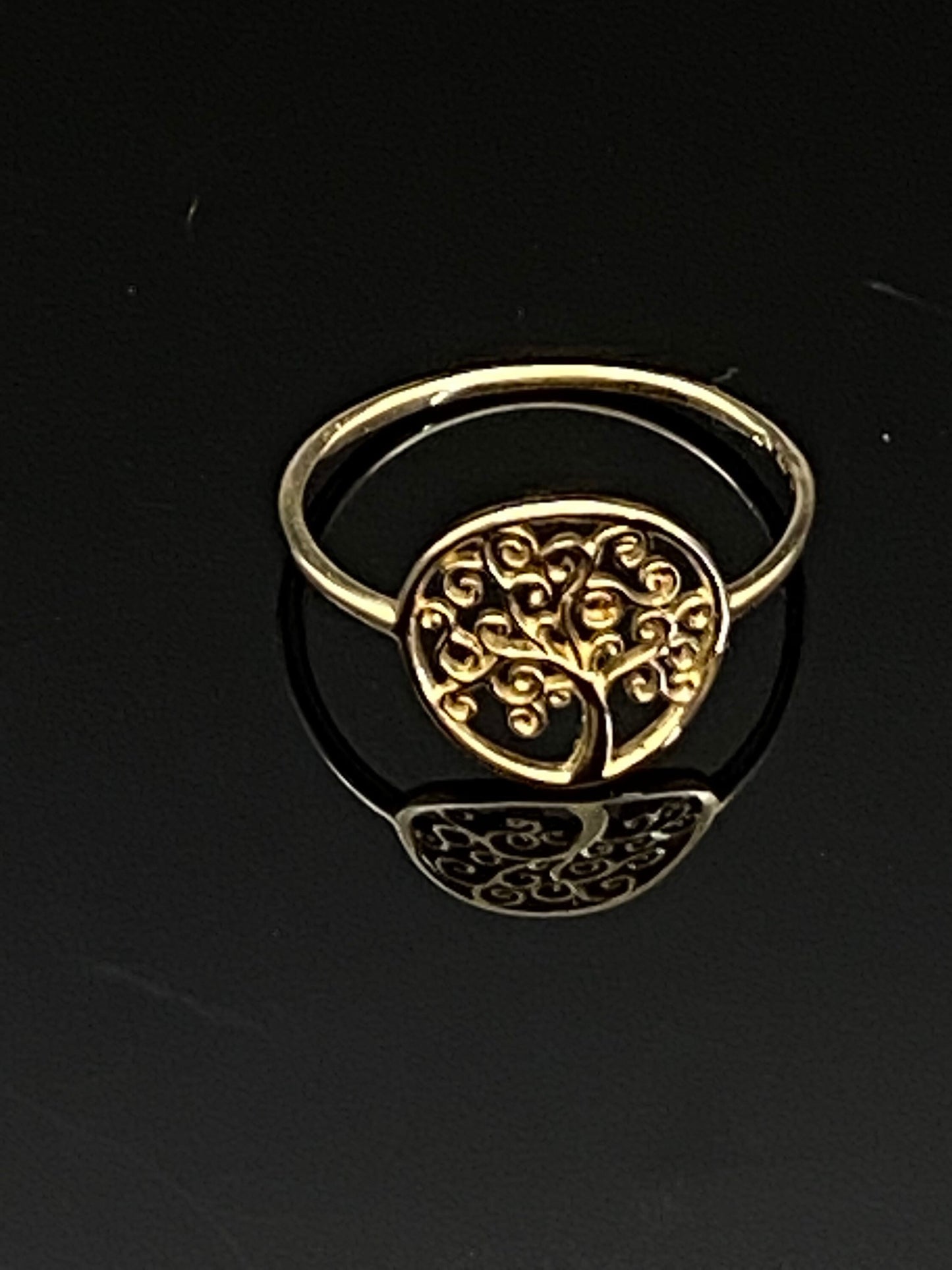 Yellow Gold Tree of Life Statement Band Ring