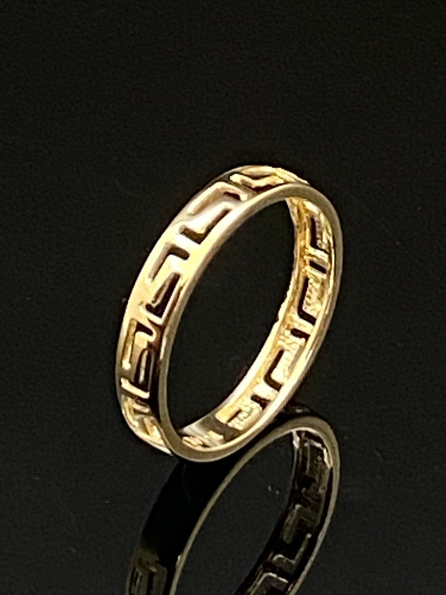 Yellow Gold Wide GREEK KEY Band Ring