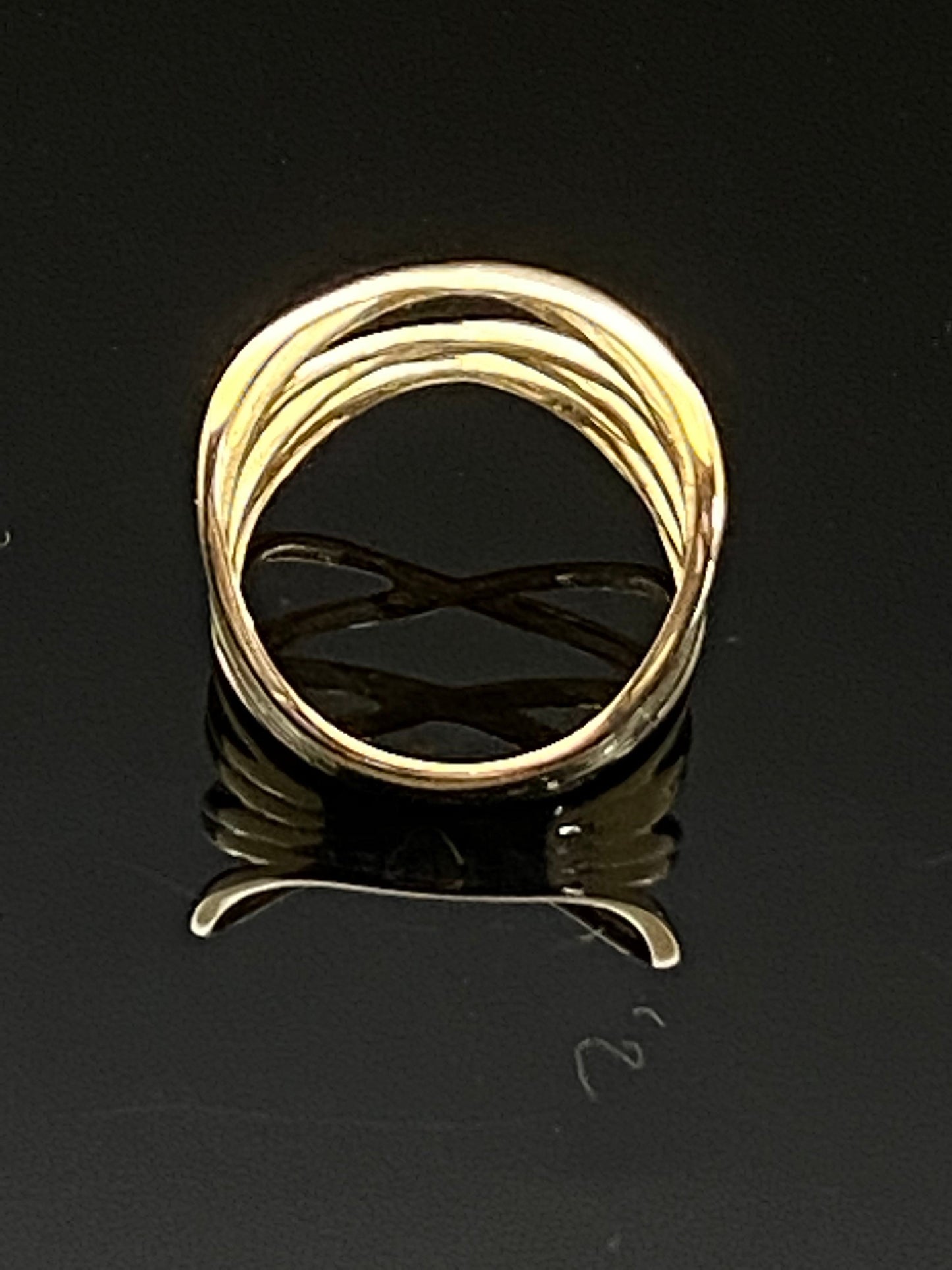 Yellow Gold Wide Crossover Highway Cocktail Ring