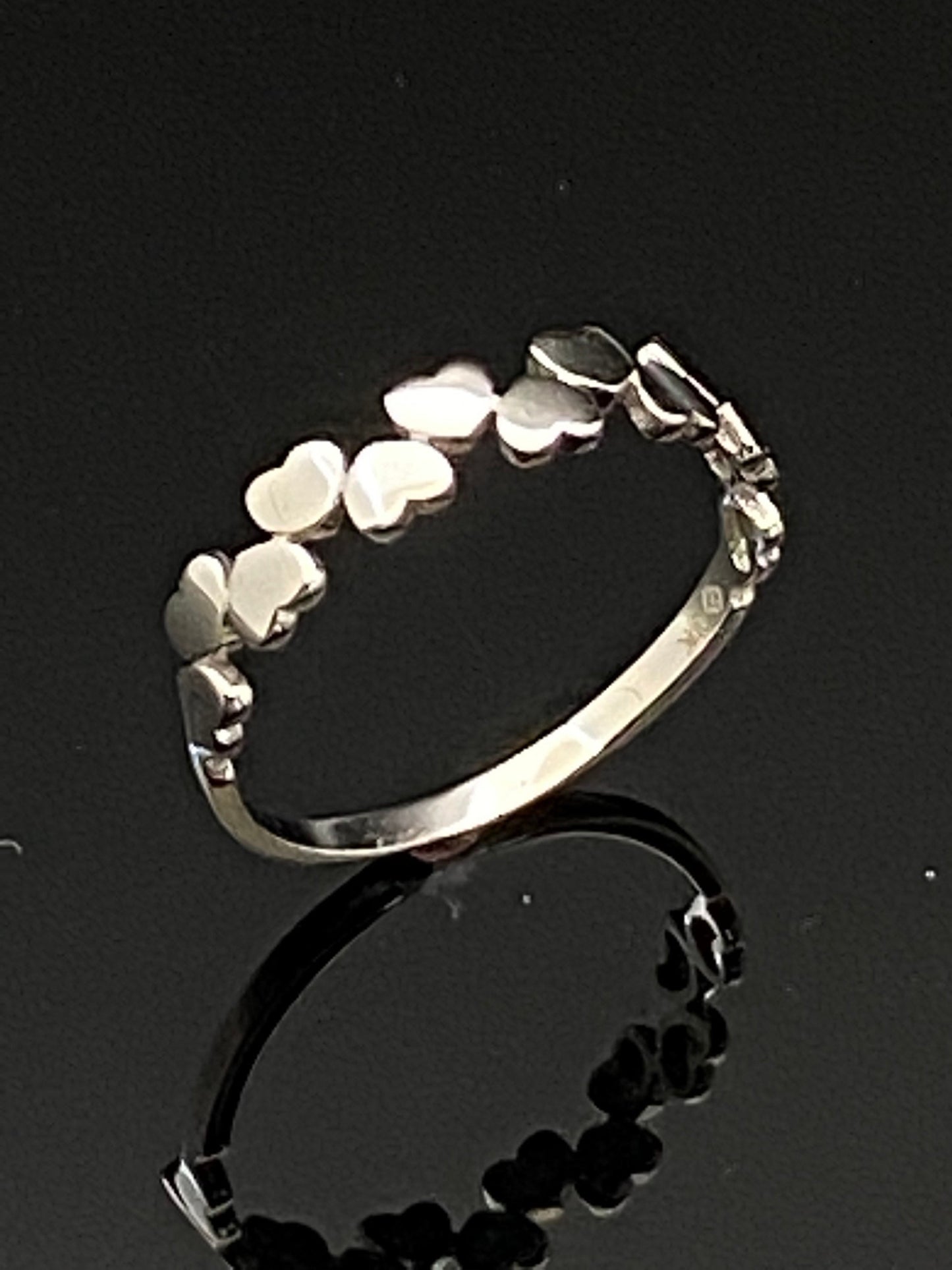 White Gold Small Double Hearts Band Ring