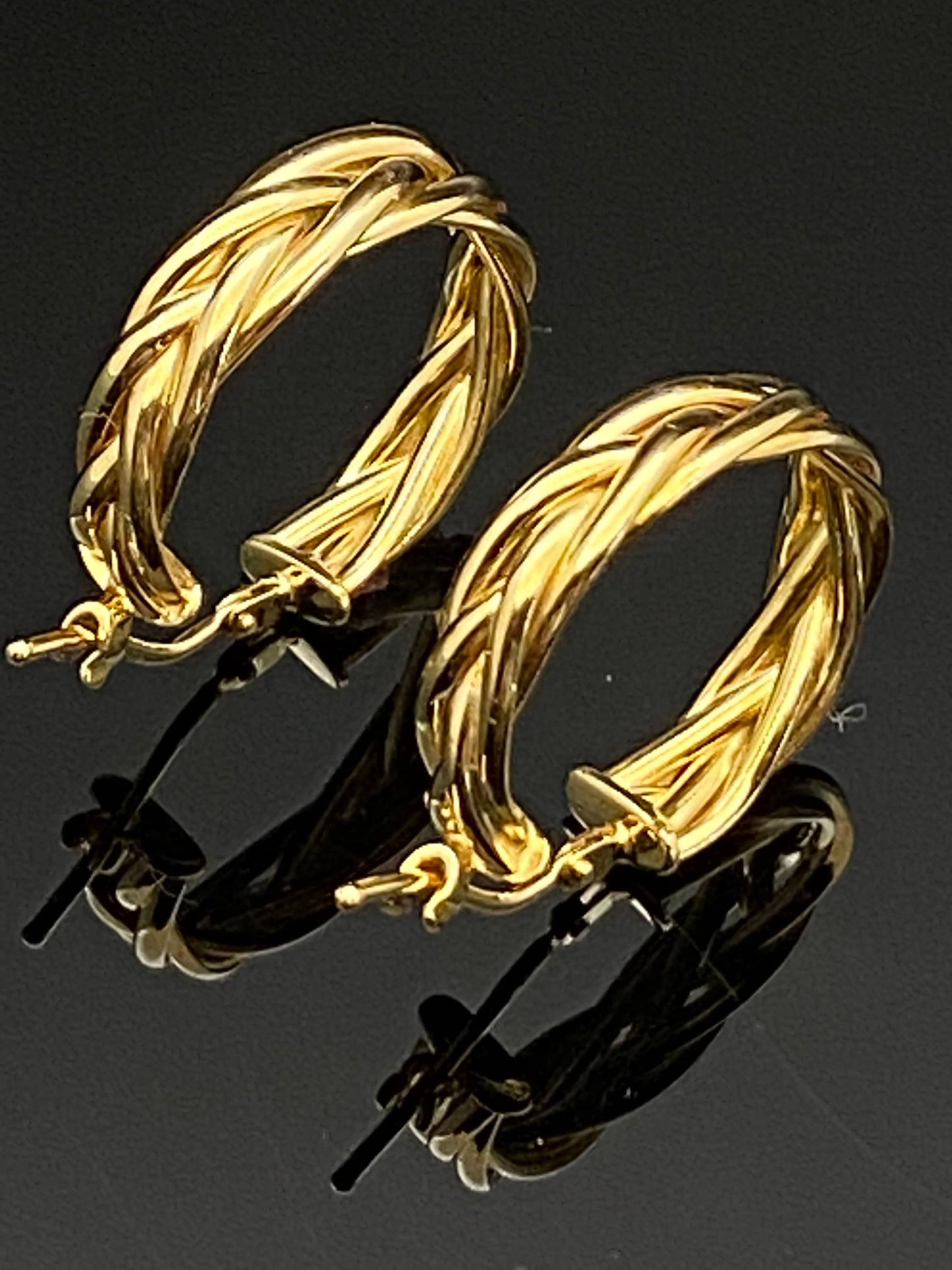 Yellow Gold Braided Hoop Earrings