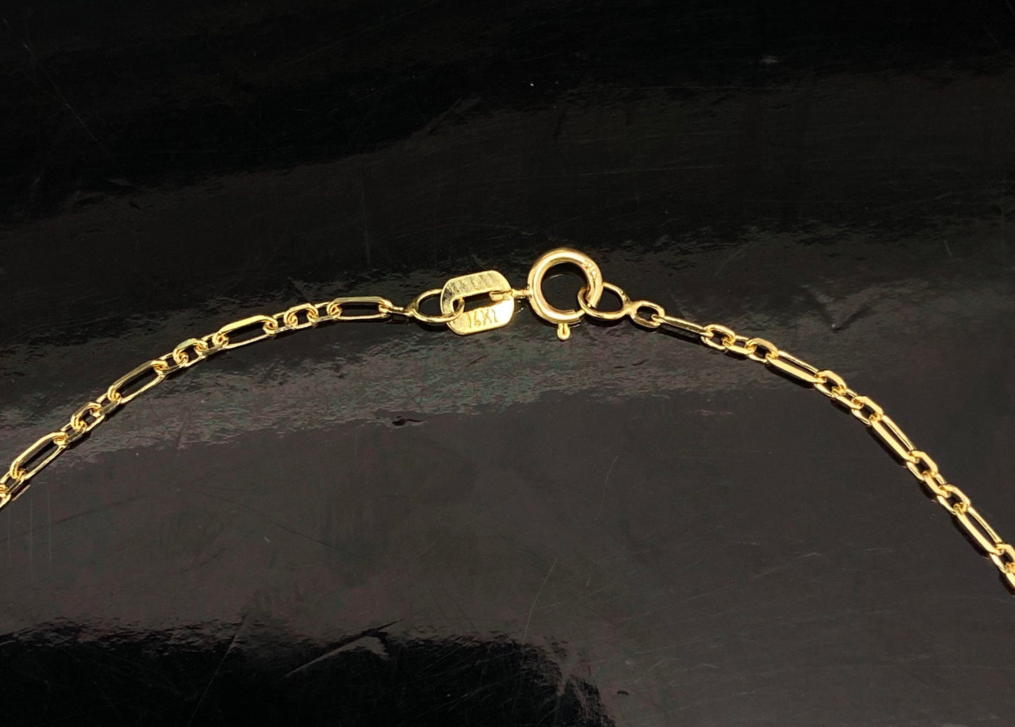Yellow Gold Diamond Cut Forzatina Link Chain Adjustable Anklet Bracelet