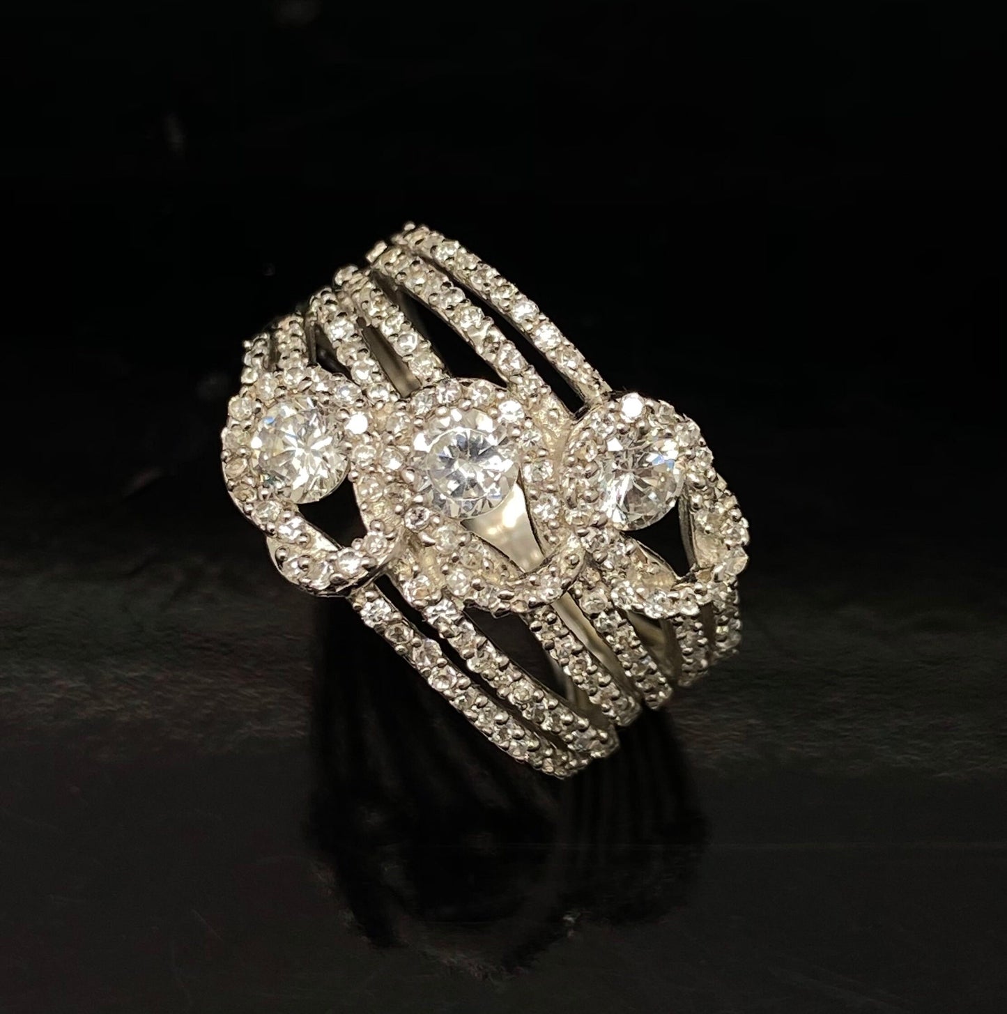 Round Cut Cubic Zirconia Fancy Cocktail Ring