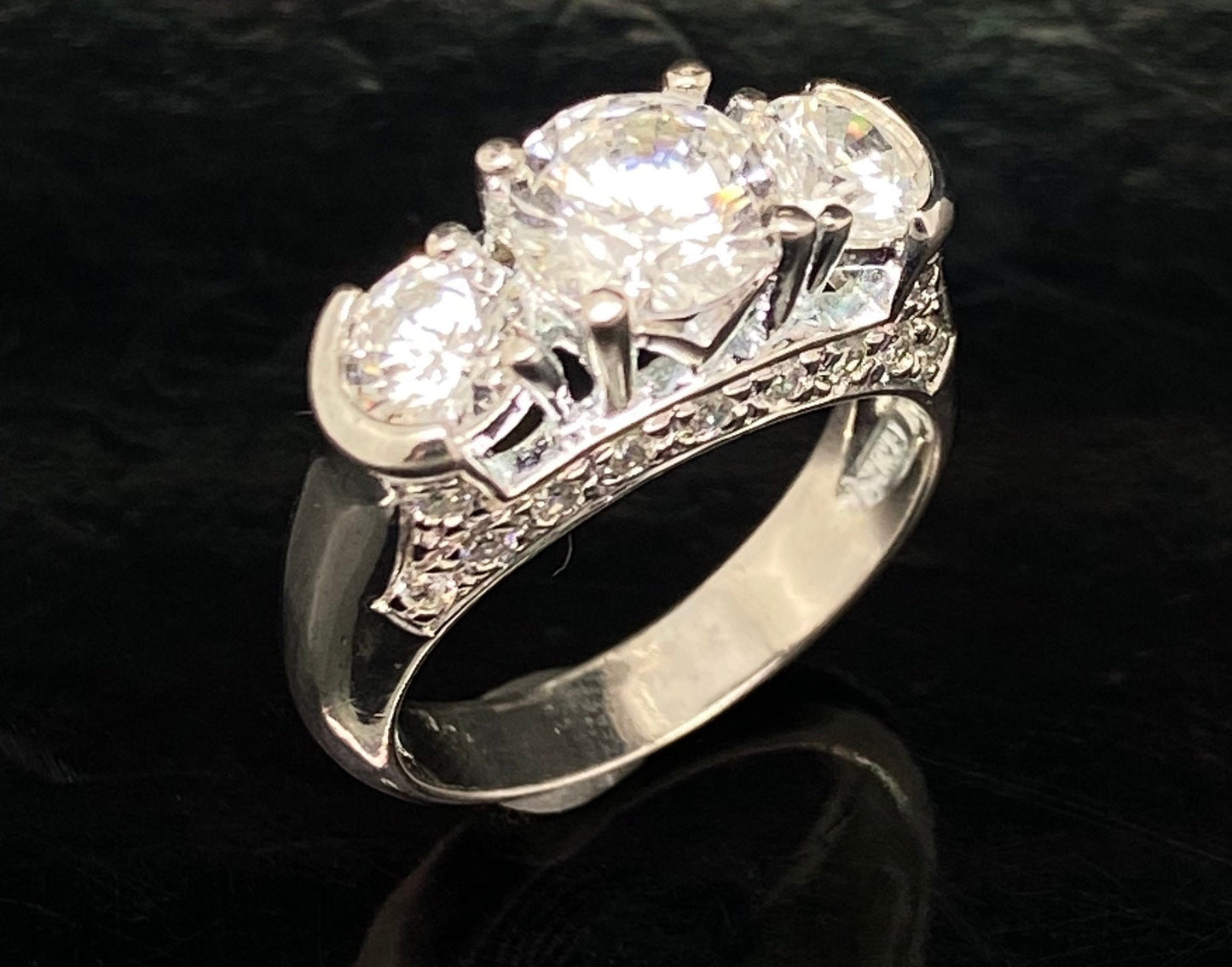 Round 3 Stone Accents Engagement Ring