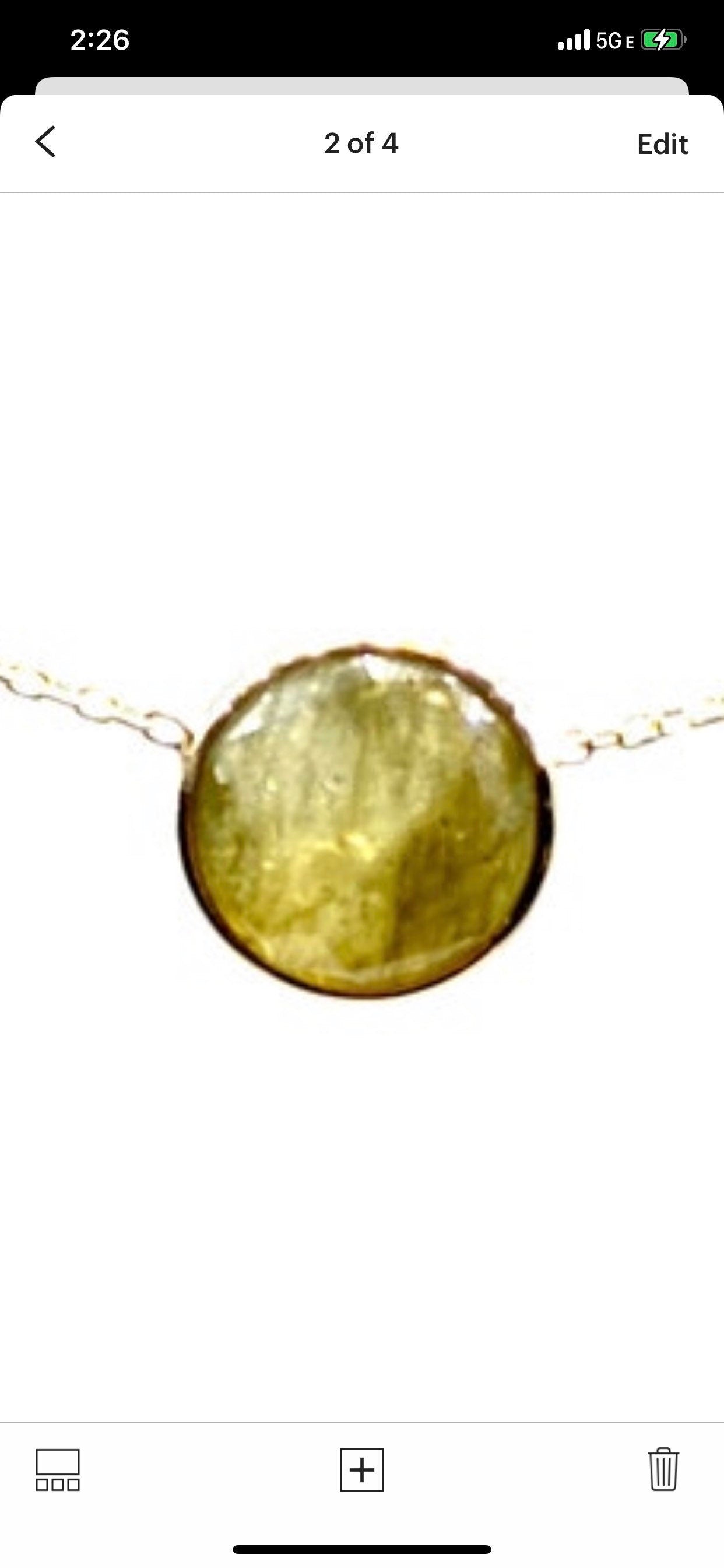 Yellow Gold Round Cut Labradorite Bezel Chain Adjustable Necklace